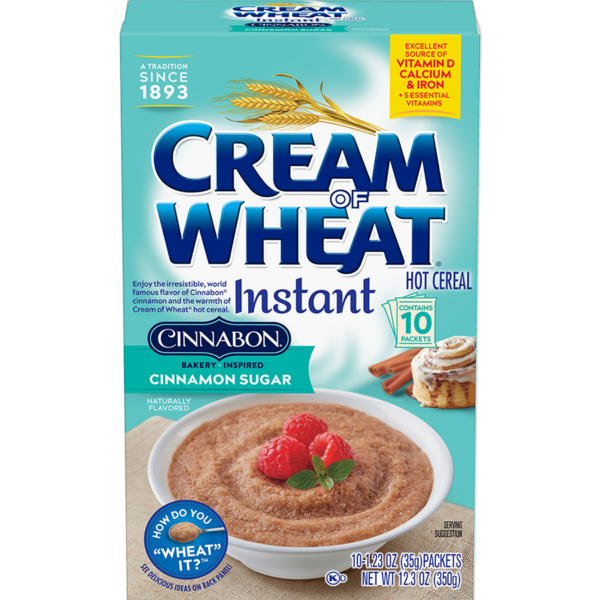 Start your day with the irresistible taste of Cinnabon breakfast cereal and Cream of Wheat. Get your daily dose of vitamins and minerals with Cinnabon Cream of Wheat cereal today.
