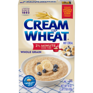 Enjoy the creamy, wholesome taste of whole-grain Cream of Wheat made with whole grains in just 2.5 minutes.